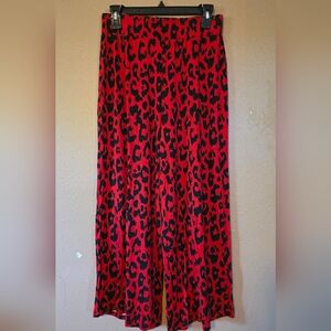 New York & Company Red and Black Leopard Maxi Skirt